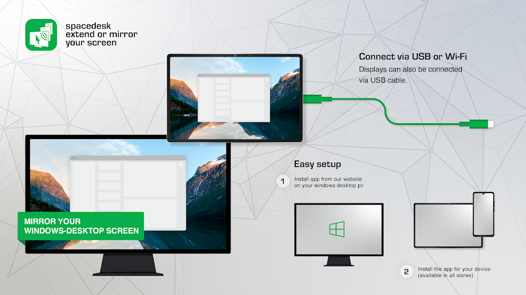 镜像到平板:PC 画面经 USB 或 WiFi 同步
