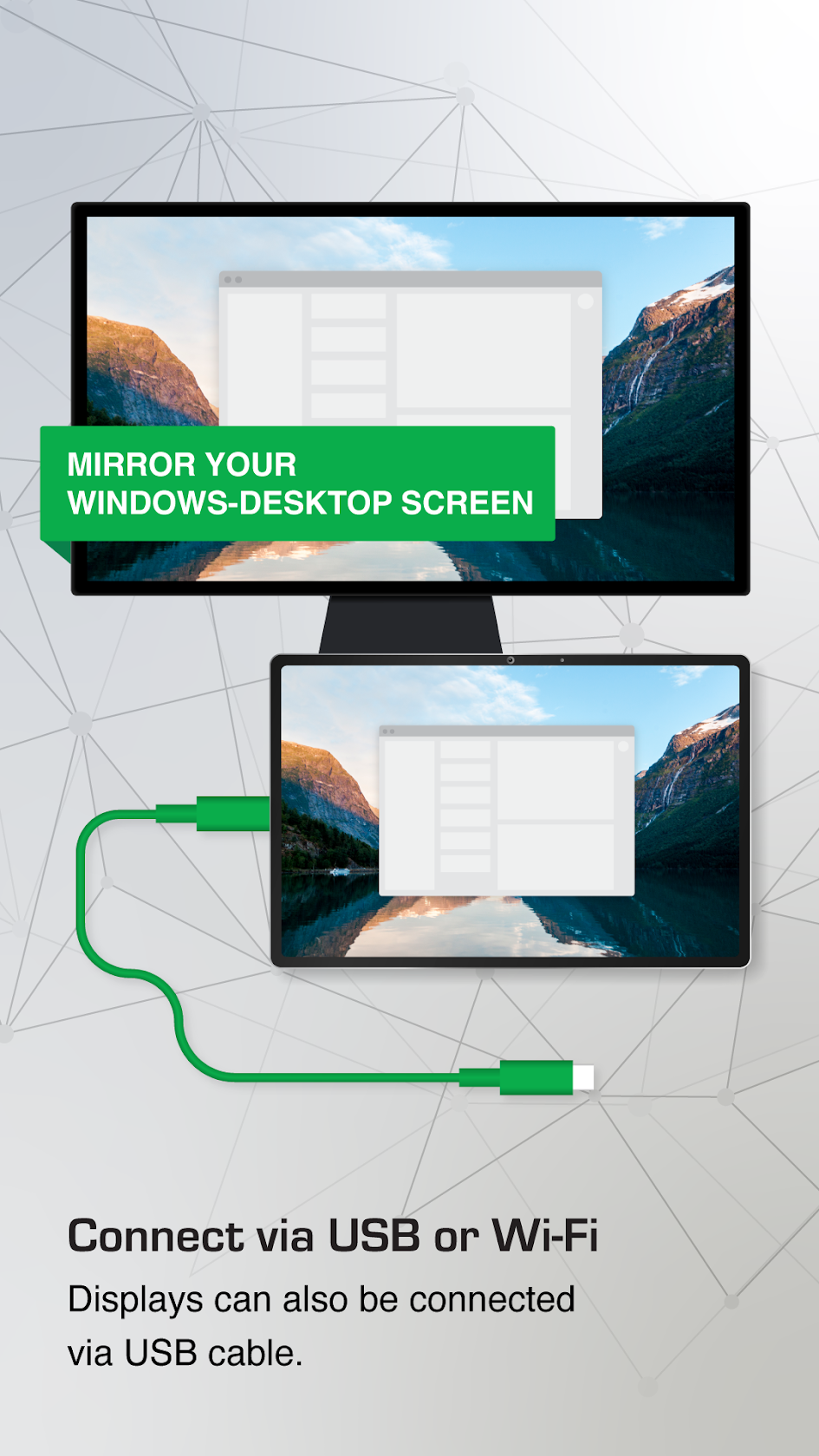 镜像画面可经 USB 线传输